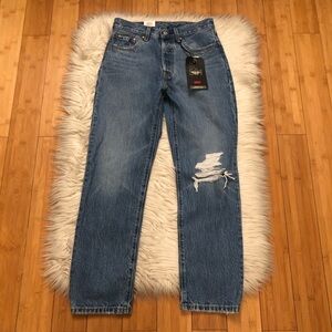 Levi’s 501 Original High Rise Straight Leg Cropped Blue Denim Premium Jeans 26